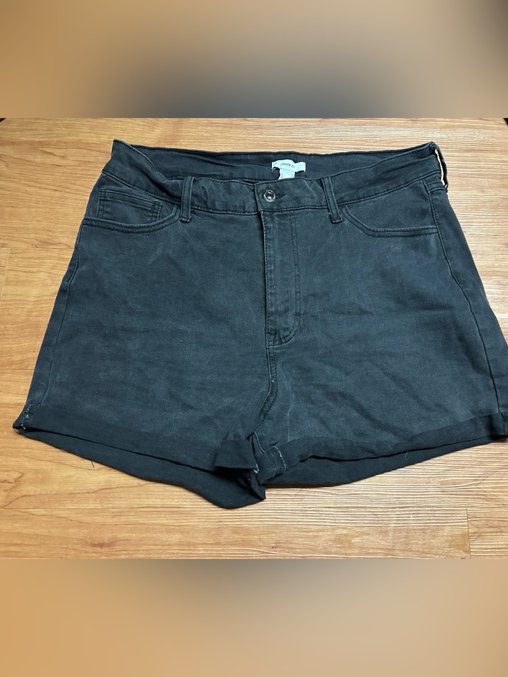 Forever 21 Black Denim Shorts Size 14